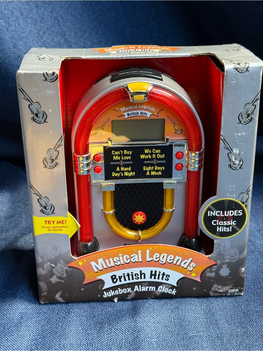 Vintage 1992 Soundesign Beatles Jukebox Alarm Clock Model 3163B Box